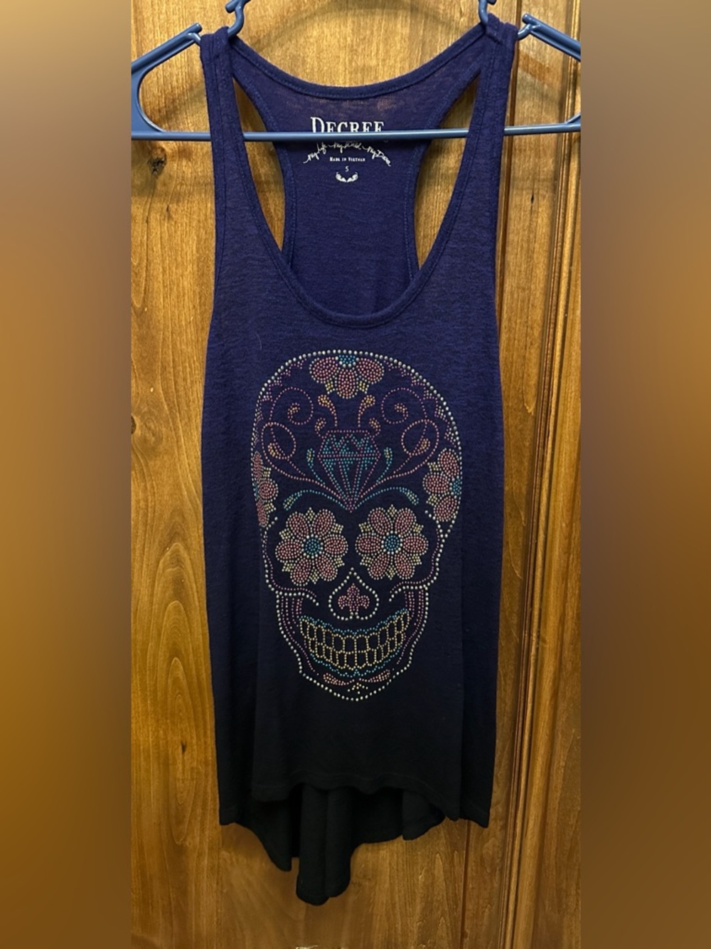 Degree Purple Racerback Tank with Rhinestone Sugar Skull